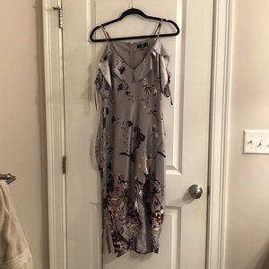 Misguided Silvee Floral Mid Length Wrap Dress